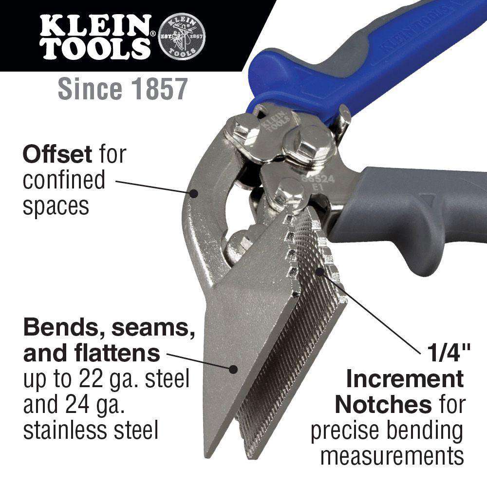 Klein Tools 86524 Offset Hand Seamer, 3-Inch - Edmondson Supply