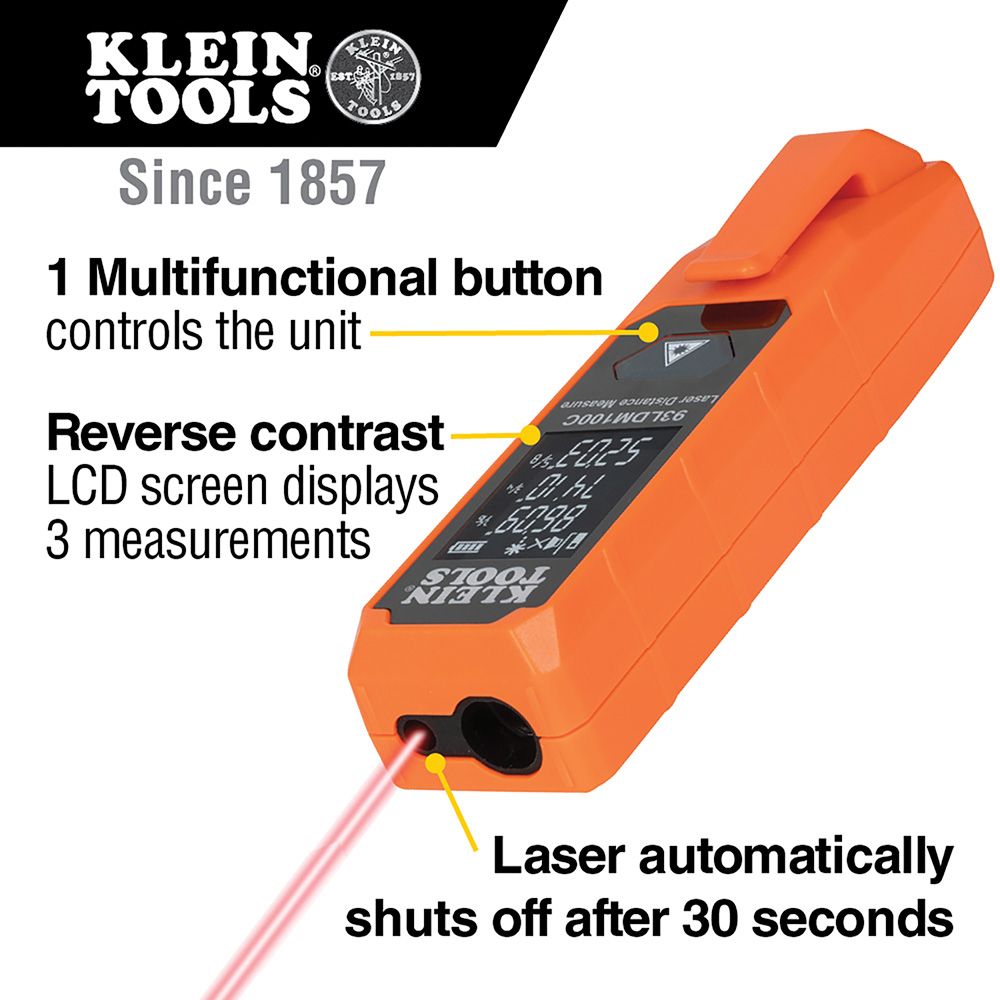 Klein Tools 93LDM100C Compact Laser Distance Measure - Edmondson Supply