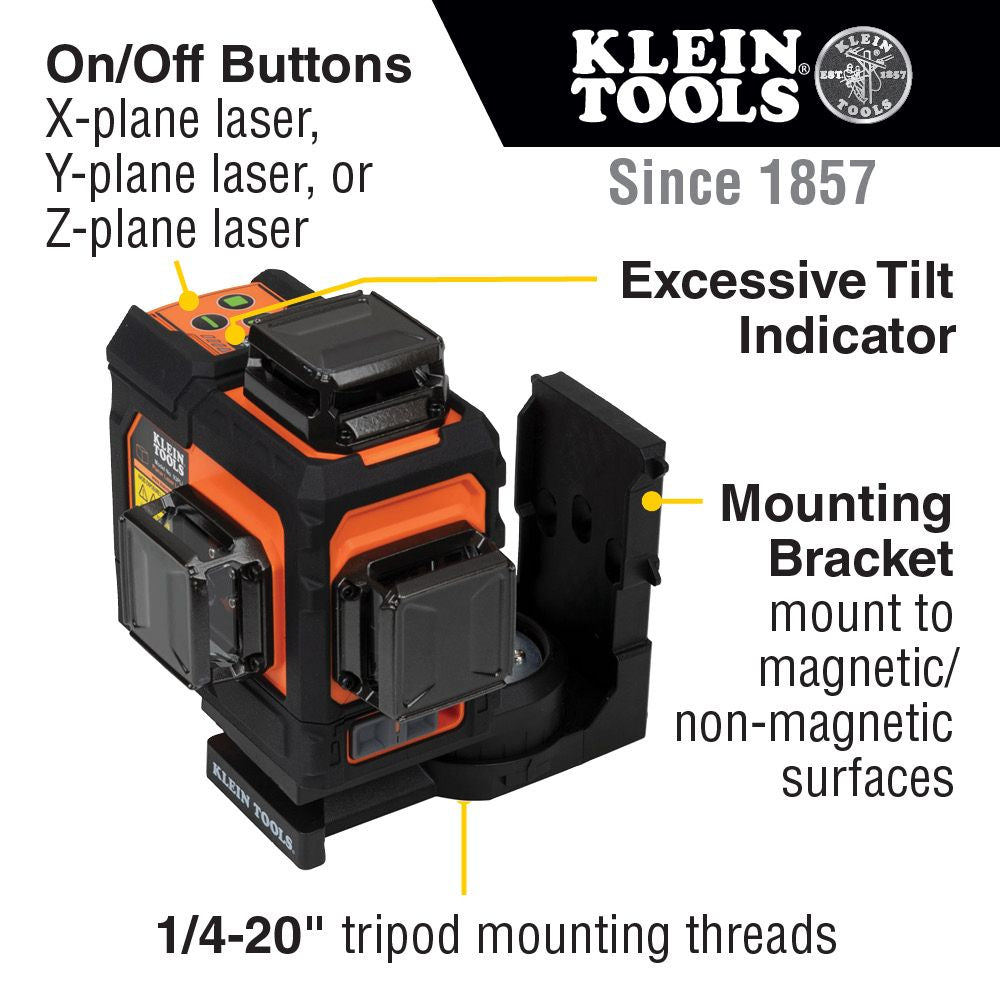 Klein Tools 93PLL Rechargeable Self-Leveling Green Planar Laser Level - Edmondson Supply