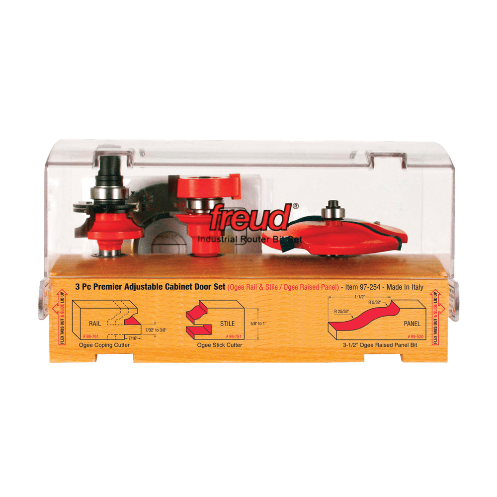 Freud 97-254 3 Piece Premier Adjustable Cabinet Bit Set - Edmondson Supply