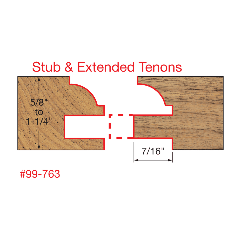 Freud 99-763 1‑11/16" Premier Adjustable Rail & Stile Bit ‑ Round Over Bead - Edmondson Supply