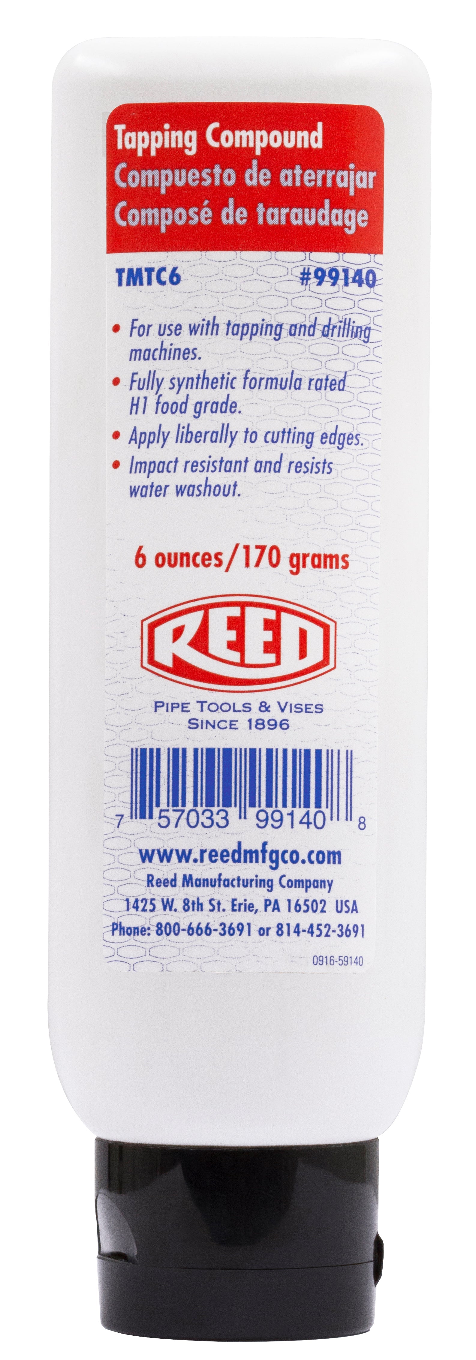 Reed Mfg TMTC6 Tapping Compound, 6 oz. Squeezable Bottle - Edmondson Supply