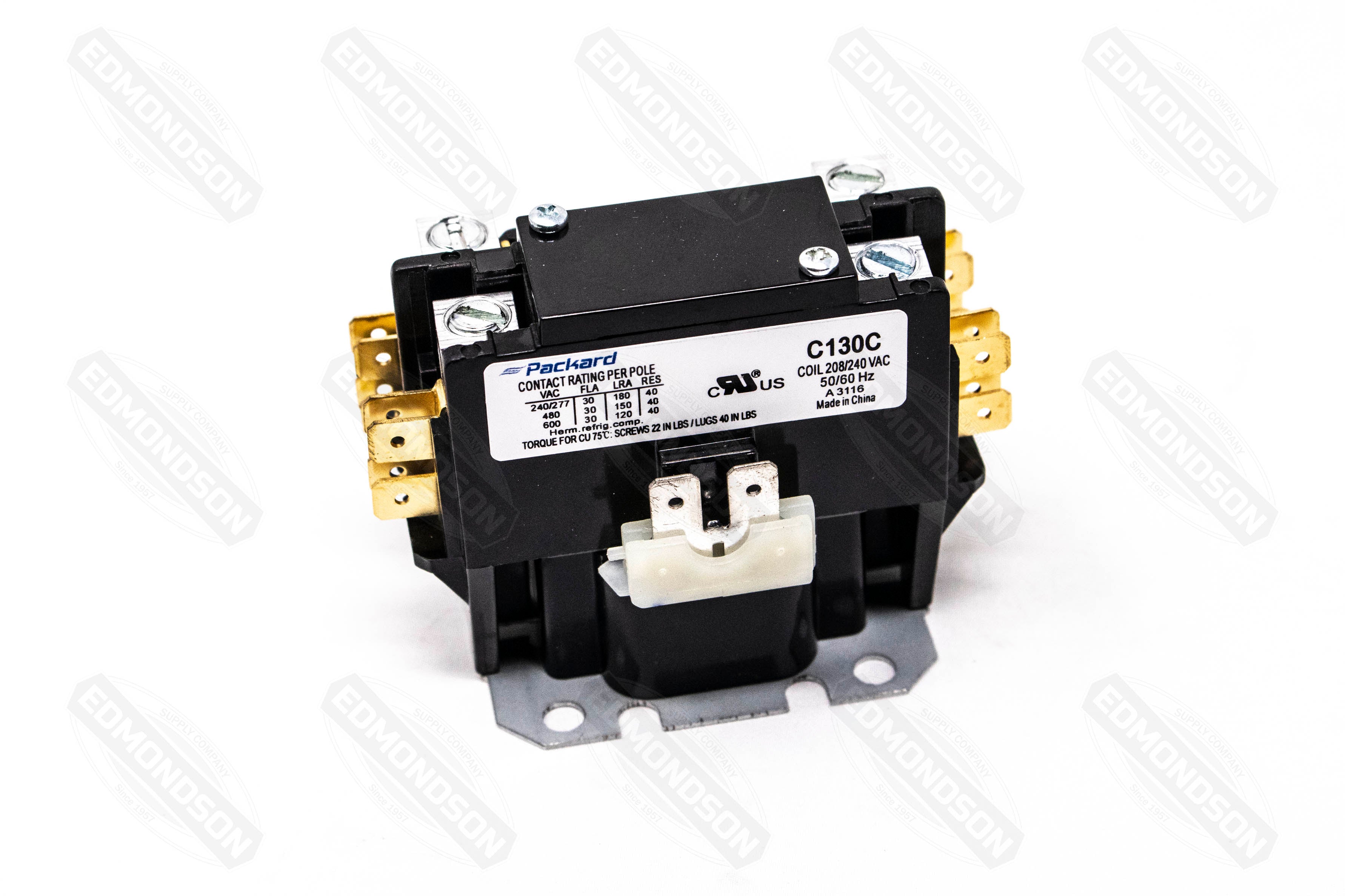 Packard C130C Contactor 1 Pole 30 Amps 208/240 Coil Voltage - Edmondson Supply