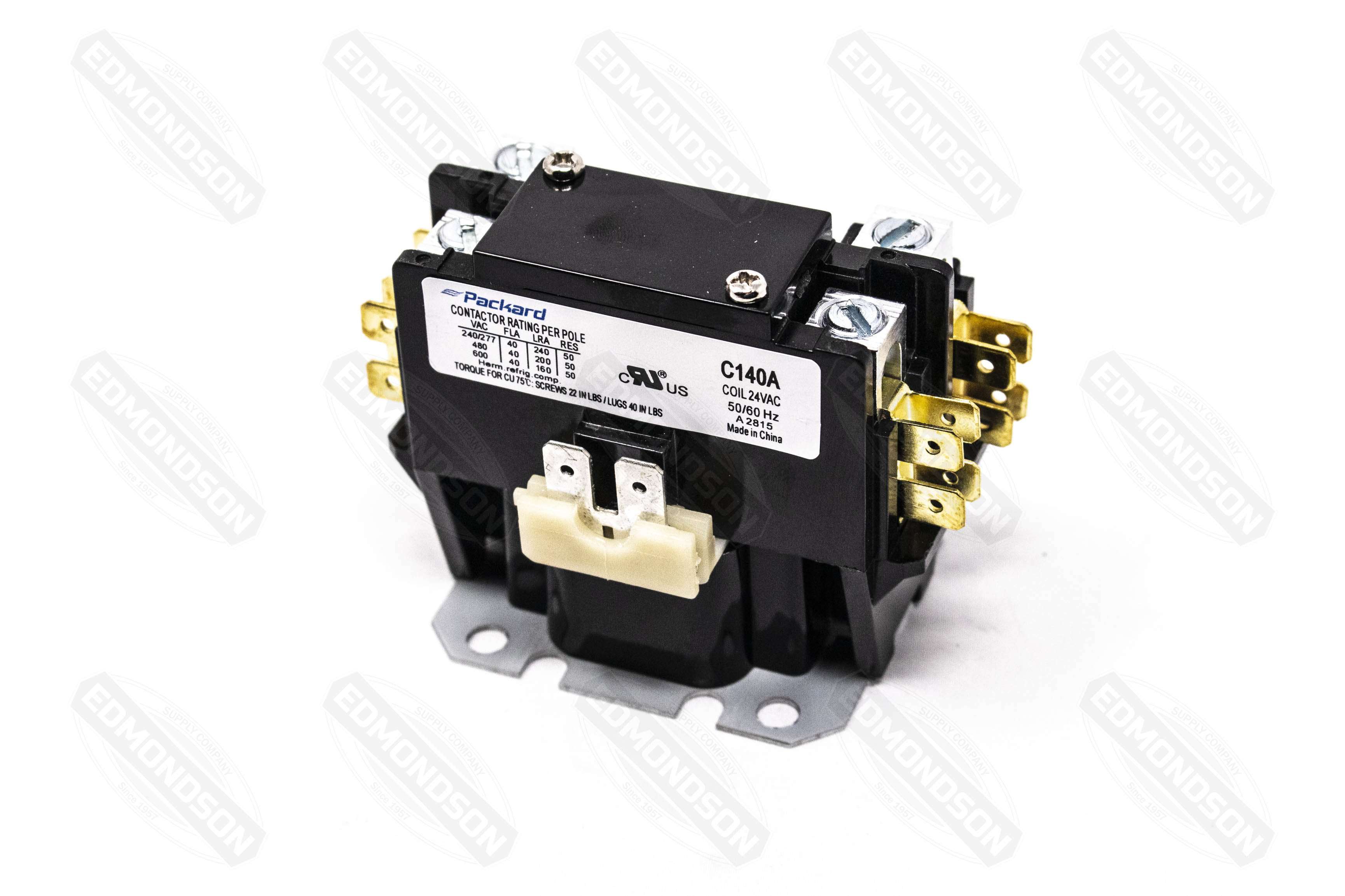 Packard C140A Contactor 1 Pole 40 AMPS 24 Coil Voltage - Edmondson Supply