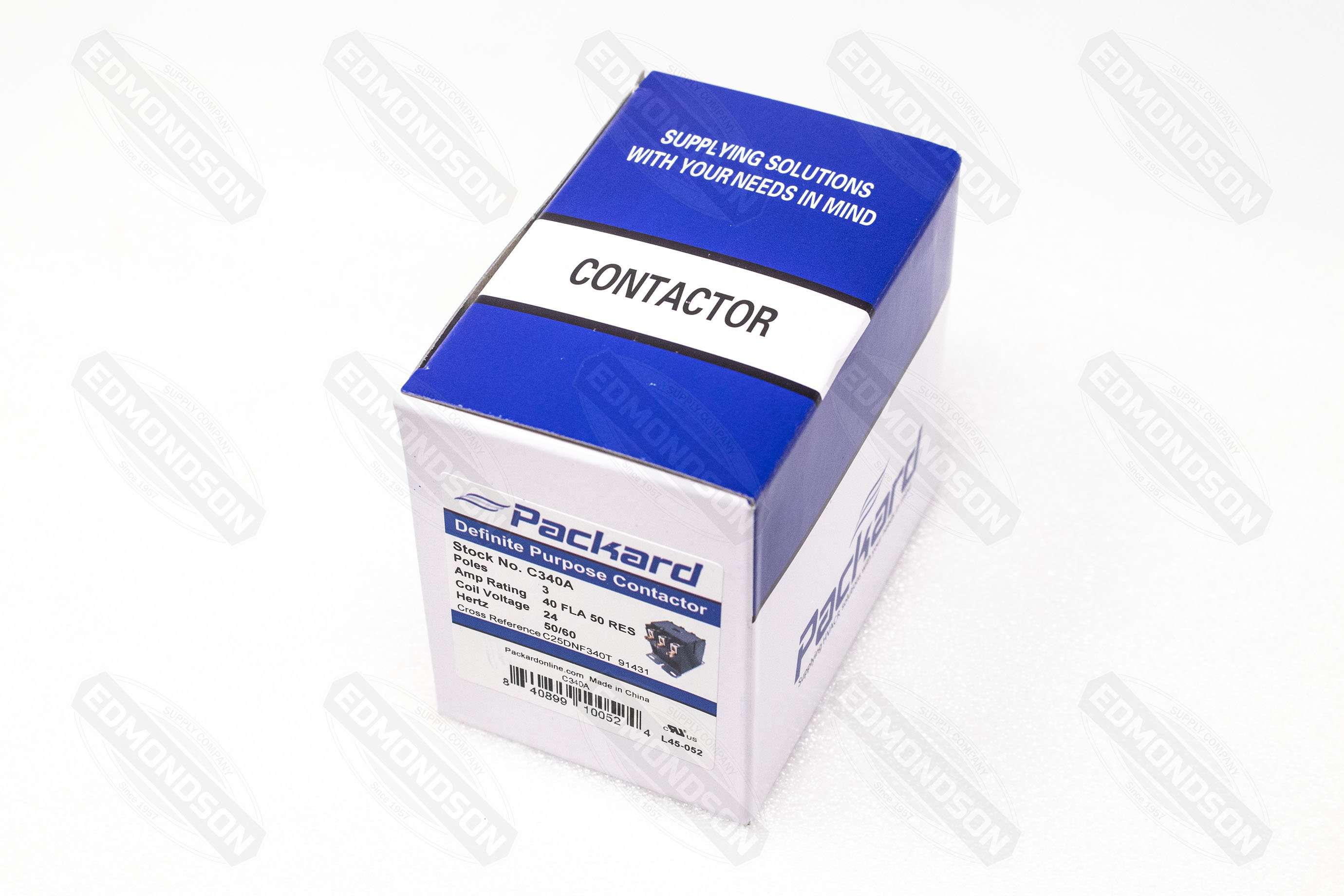 Packard C340A Contactor 3 Pole 40 Amps 24 Coil Voltage - Edmondson Supply