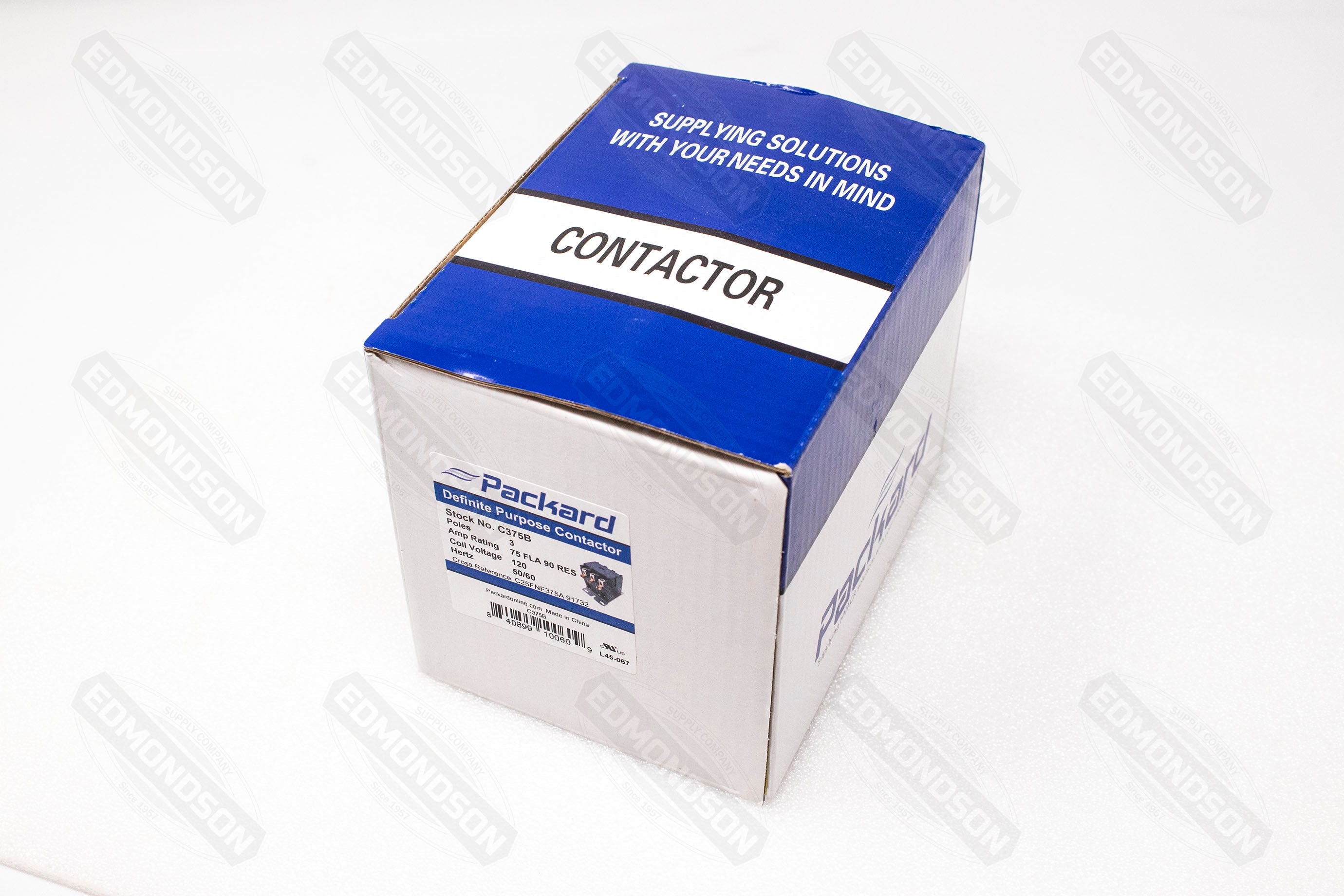 Packard C375B Contactor 3 Pole 75 Amps 120 Coil Voltage - Edmondson Supply