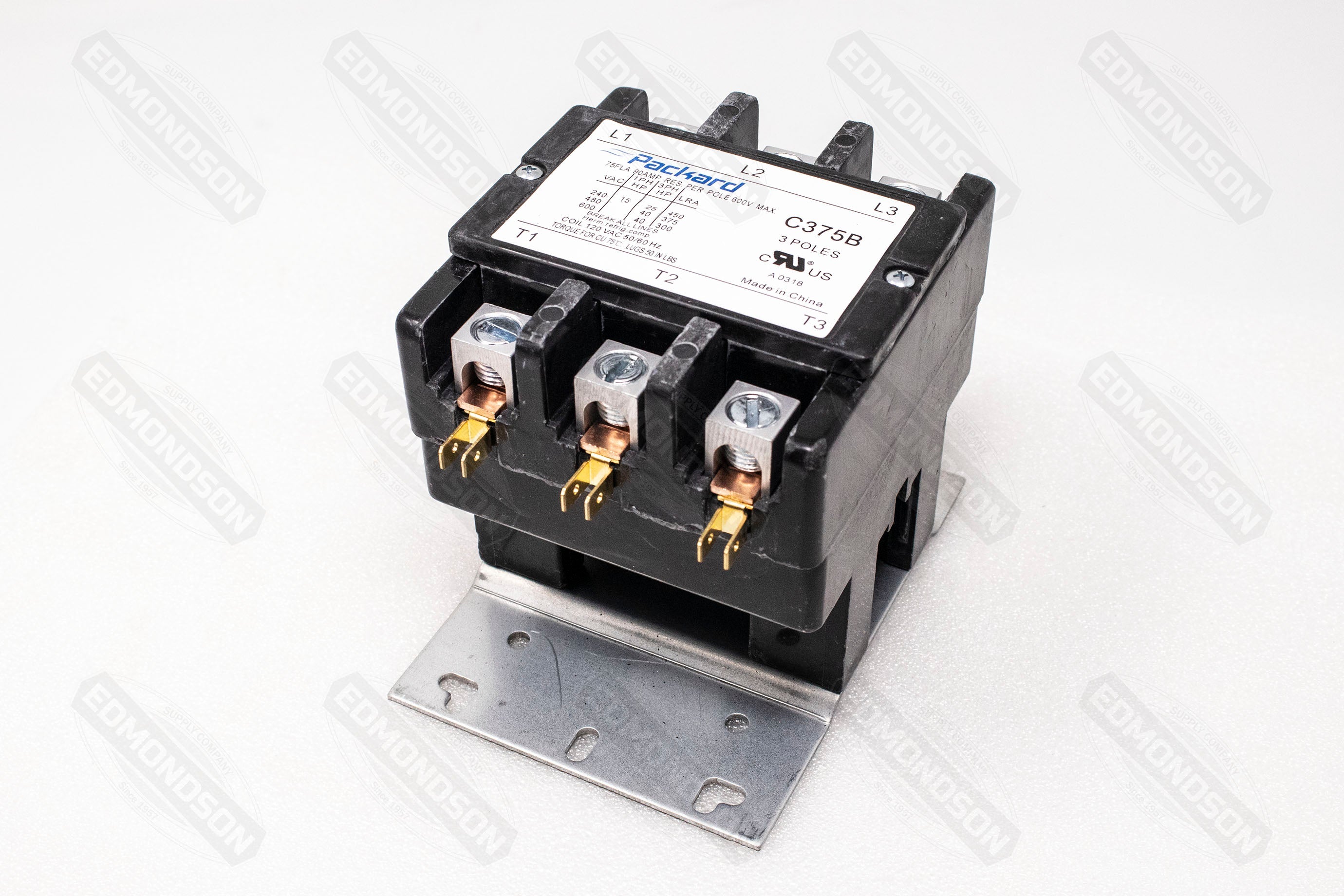 Packard C375B Contactor 3 Pole 75 Amps 120 Coil Voltage - Edmondson Supply