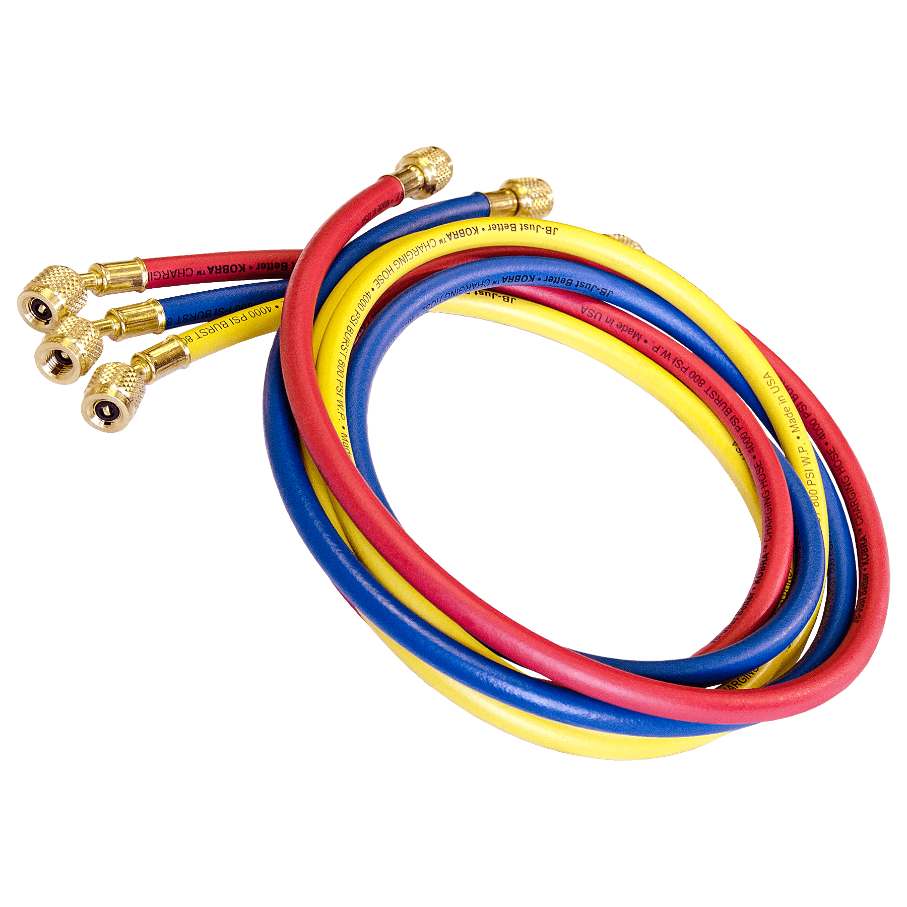 JB Industries CCLE-60 Kobra® 60" Charging Hose (RYB) 3-Pack, Gasket Seal Fitting - Edmondson Supply