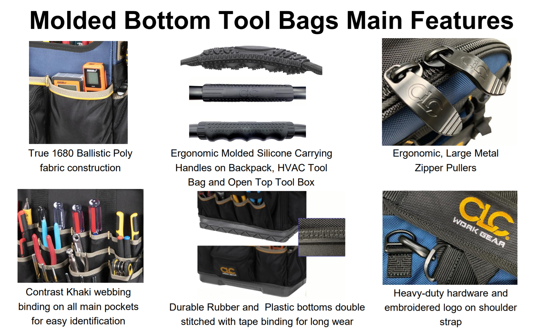 CLC PB1133 Molded Rubber Bottom Tool Backpack - Edmondson Supply