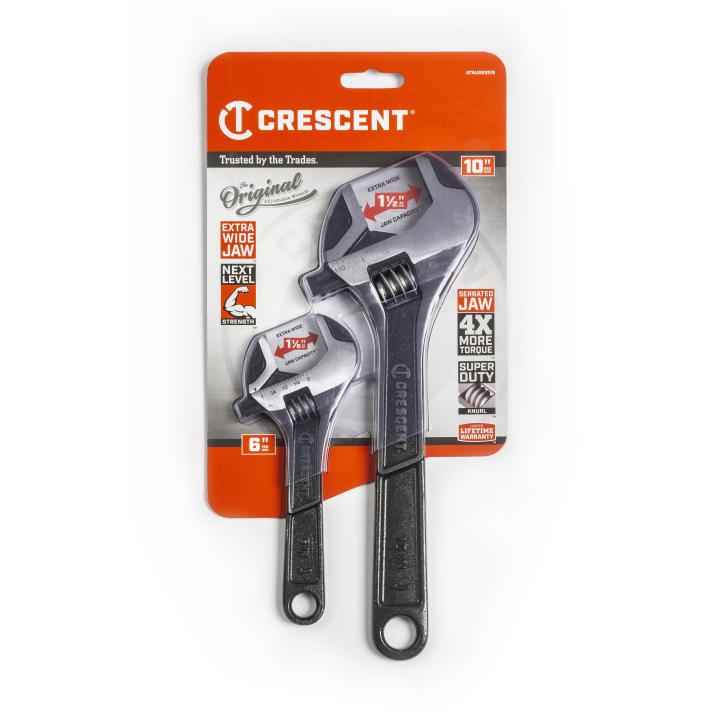 Crescent Tools ATWJ2610VS 2 Pc. Wide Jaw Adjustable Wrench Set 6" & 10" - Edmondson Supply