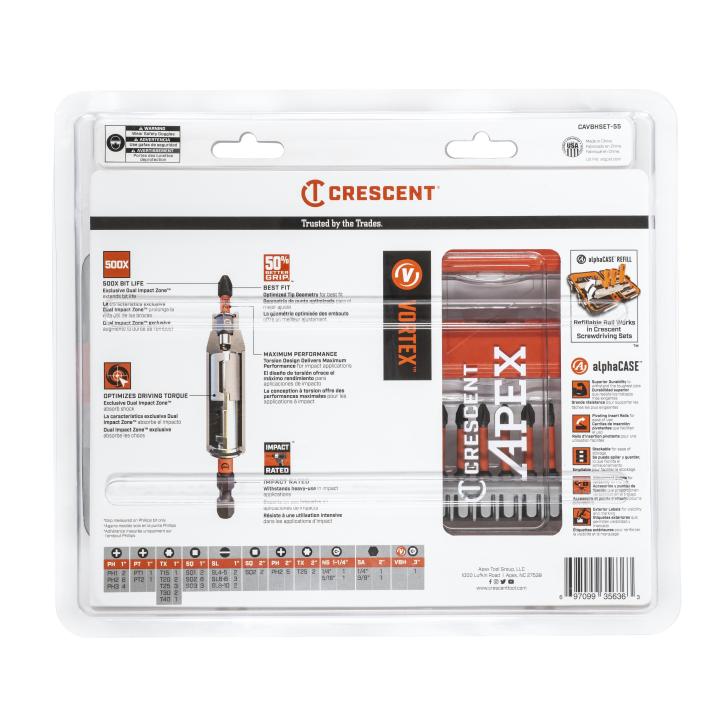 Crescent Tools CAVBHSET-55 55 Pc. VORTEX™ Bit Holding Fastening Set - Edmondson Supply