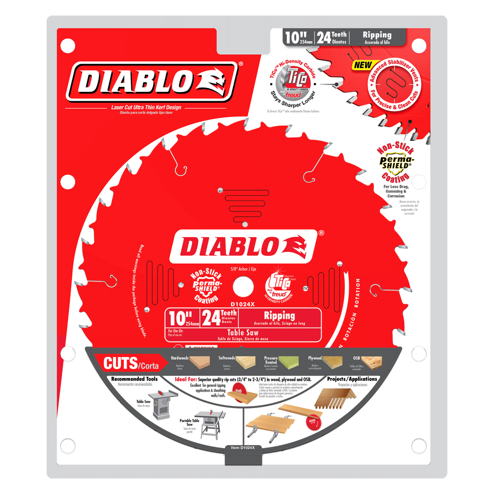 Diablo Tools D1024X 10 in. x 24 Tooth Ripping Saw Blade - Edmondson Supply