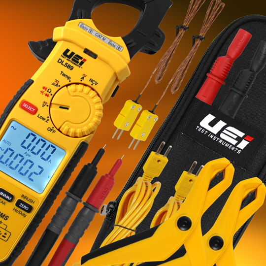 UEi DL589COMBO 600A TRMS Clamp Meter w/ DC Amps, Inrush, Magnet with ATTPC4 Pipe Clamps