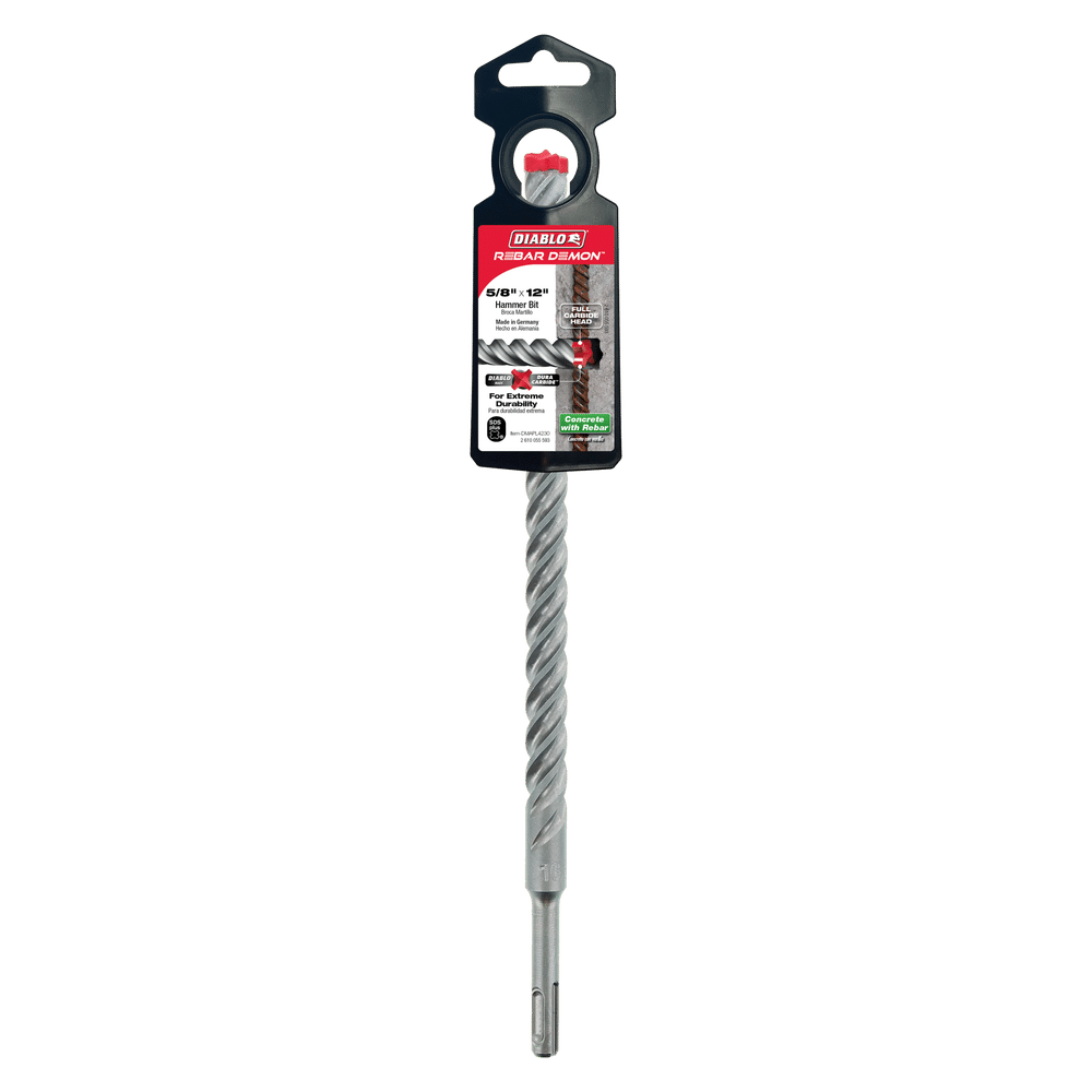 Diablo Tools DMAPL4230 5/8 in. x 10 in. x 12 in. Rebar Demon™ SDS‑Plus 4‑Cutter Full Carbide Head Hammer Bit - Edmondson Supply