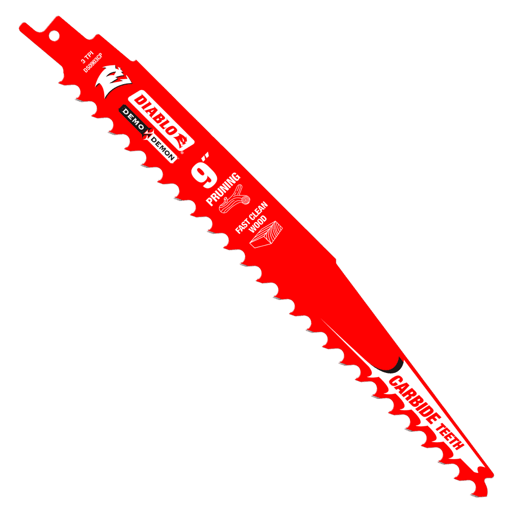 Diablo Tools DS0903CP3 9 in. 3TPI Demo Demon Carbide Tipped Reciprocating Saw Blades for Pruning and Clean Wood (Pack of 3) - Edmondson Supply