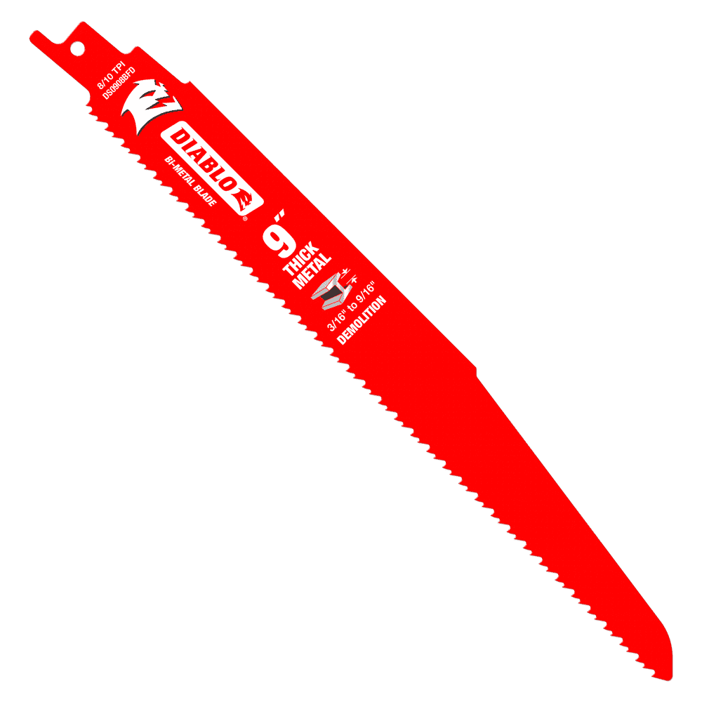 Diablo Tools DS0908BFD5 9 in. Bi-Metal Recip Blade for Thick Metal/Demolition (3/16 in. to 9/16 in.) (5-Pack) - Edmondson Supply