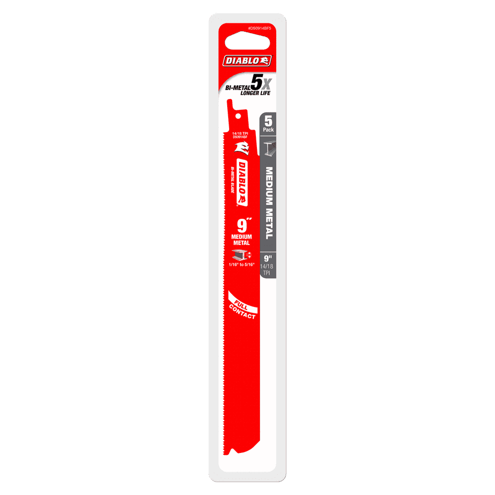 Diablo Tools DS0914BF5 9 in. Bi-Metal Recip Blade for Medium Metal Cutting (3/32 in. to 5/16 in.) (5-Pack) - Edmondson Supply