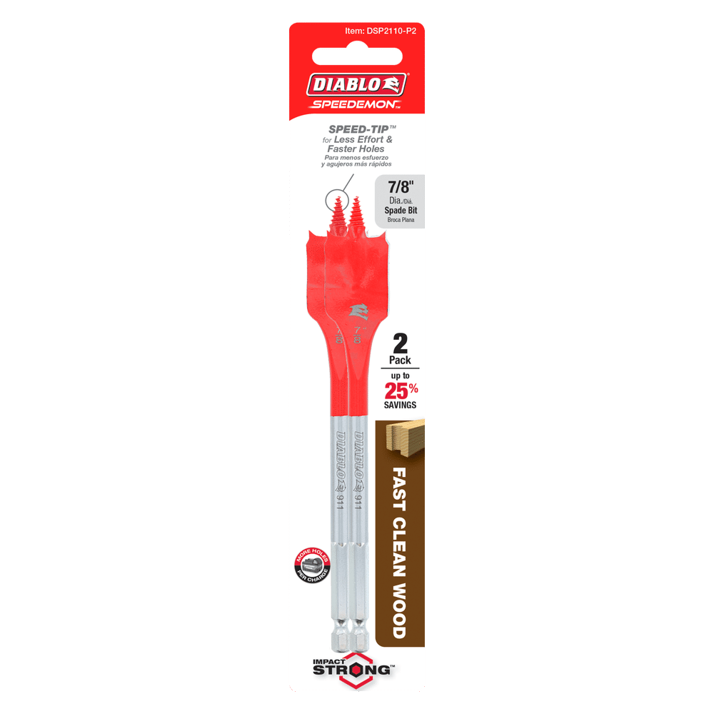 Diablo Tools DSP2110-P2 7/8" x 6" SPEEDemon™ Spade Bit (2 pack) - Edmondson Supply