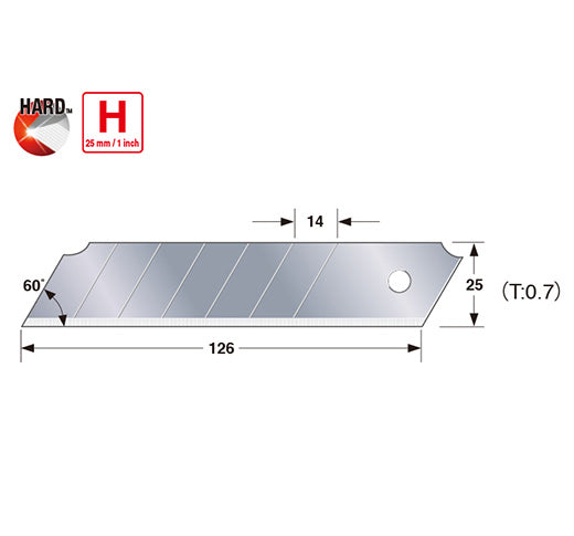 Tajima LCB-65-20 Rock Hard Blade™ H Utility Knife Blades, 7-Point, 20-Blade Hard Pack - Edmondson Supply