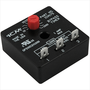 ICM Controls ICM175B Bypass Timer Relay, 10-1,000 Seconds Adjustable, Universal 18-240 VAC - Edmondson Supply