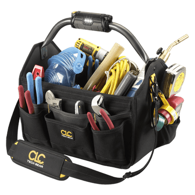 CLC L234 TECH GEAR LED Lighted Handle 15” Open Top Tool Carrier - Edmondson Supply