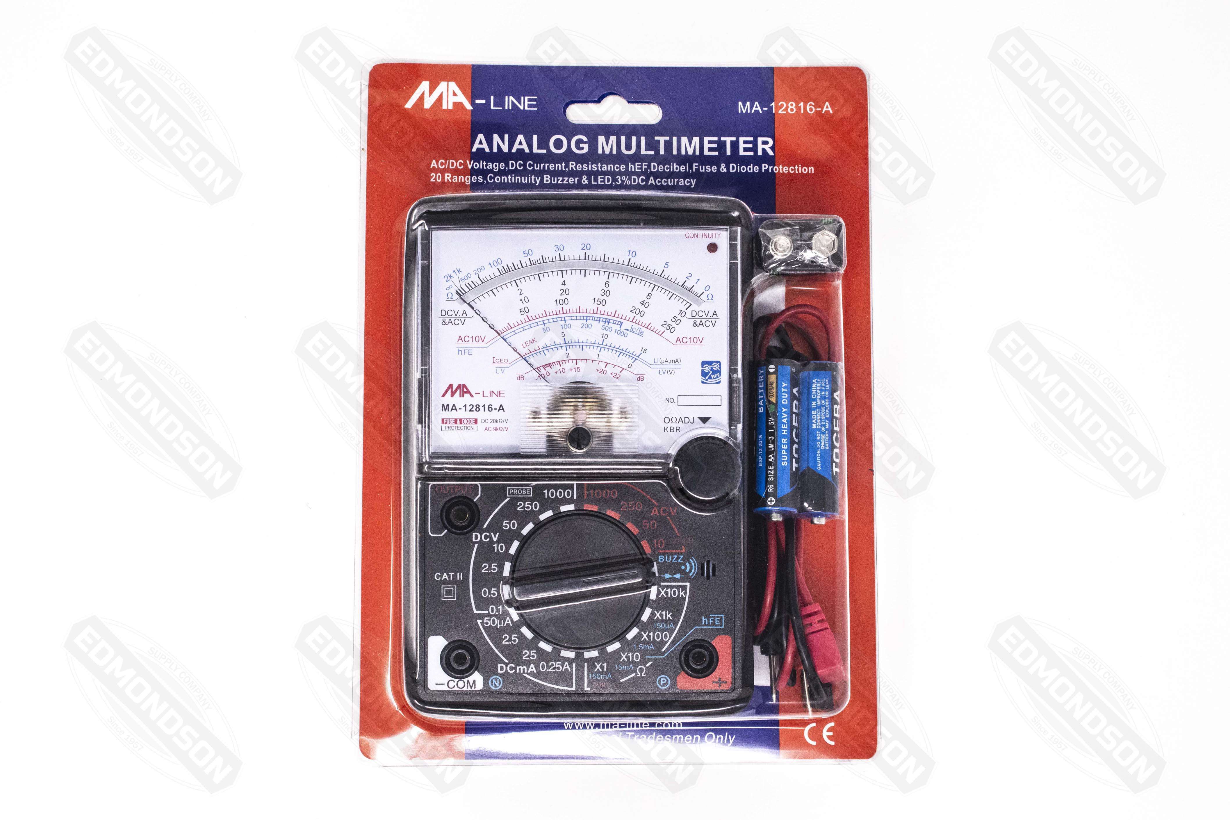 MA-Line MA-12816-A Analog Multimeter - Edmondson Supply