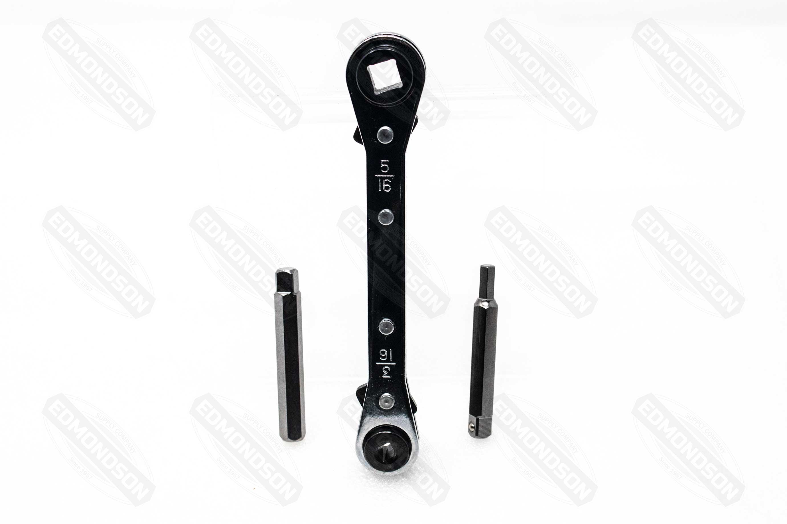 MA-Line 5-1/2" Straight Ratchet Service Wrench with Dual Hex Adapters, 3/16" & 5/16" - Edmondson Supply