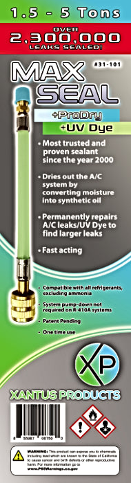 Xantus Products 31-101 Max Seal +ProDry +UV Dye Direct Inject AC Leak Sealant, 1.5 - 5 Tons