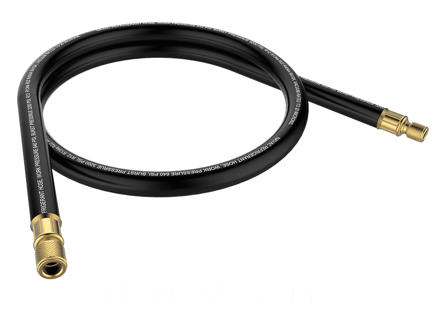 NAVAC NHB1 High-Flow Evacuation Hose, 6', 3/8" to 1/4" Fittings - Edmondson Supply