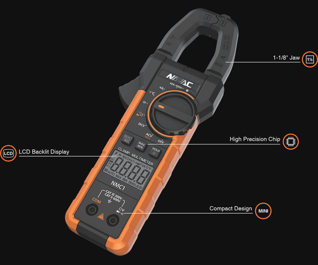 NAVAC NMC1 Digital Electrical Clamp Meter - Edmondson Supply