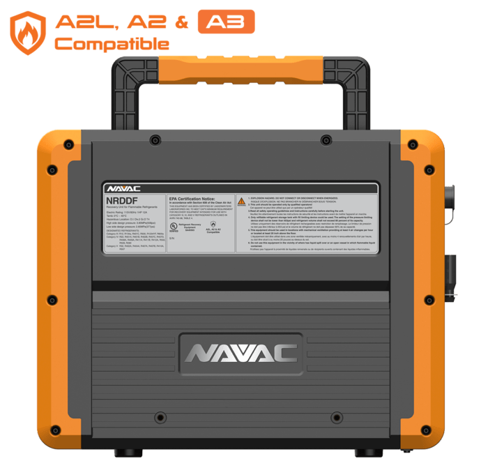 NAVAC NRDDF Dual Cylinder, DC Recovery Unit for Flammable Refrigerants - Edmondson Supply