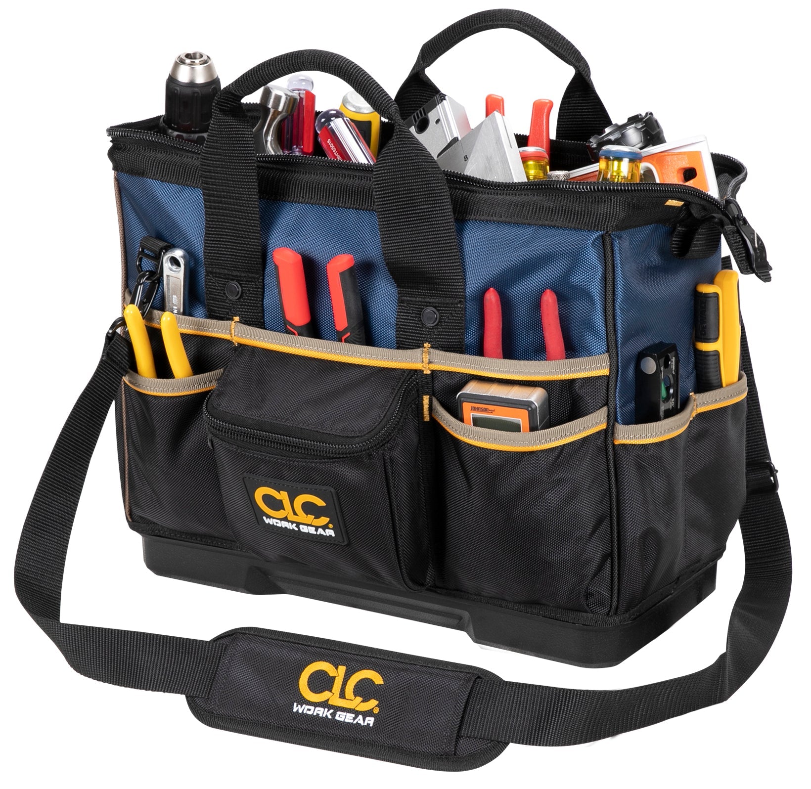CLC PB1563 16” Molded Plastic Bottom Bigmouth Tote Tool Bag - Edmondson Supply