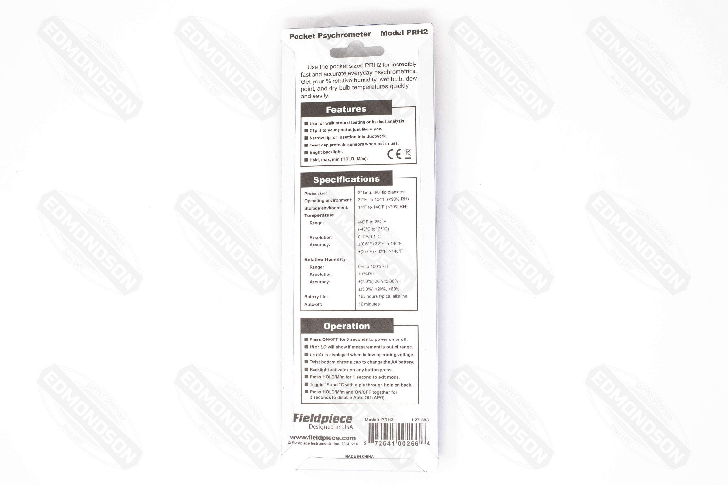 Fieldpiece PRH2 Digital Pocket Psychrometer - Edmondson Supply