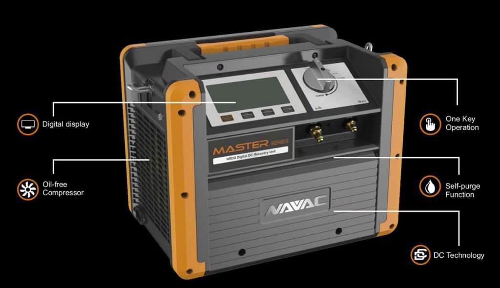 NAVAC NRDD Dual-Cylinder Brushless DC Refrigerant Recovery Unit, A2L Compatible, Master Series - Edmondson Supply