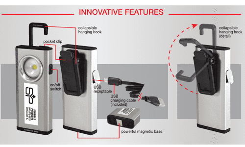 Sensible Products RPL-1 Rechargeable Pocket Flashlight, Silver - Edmondson Supply
