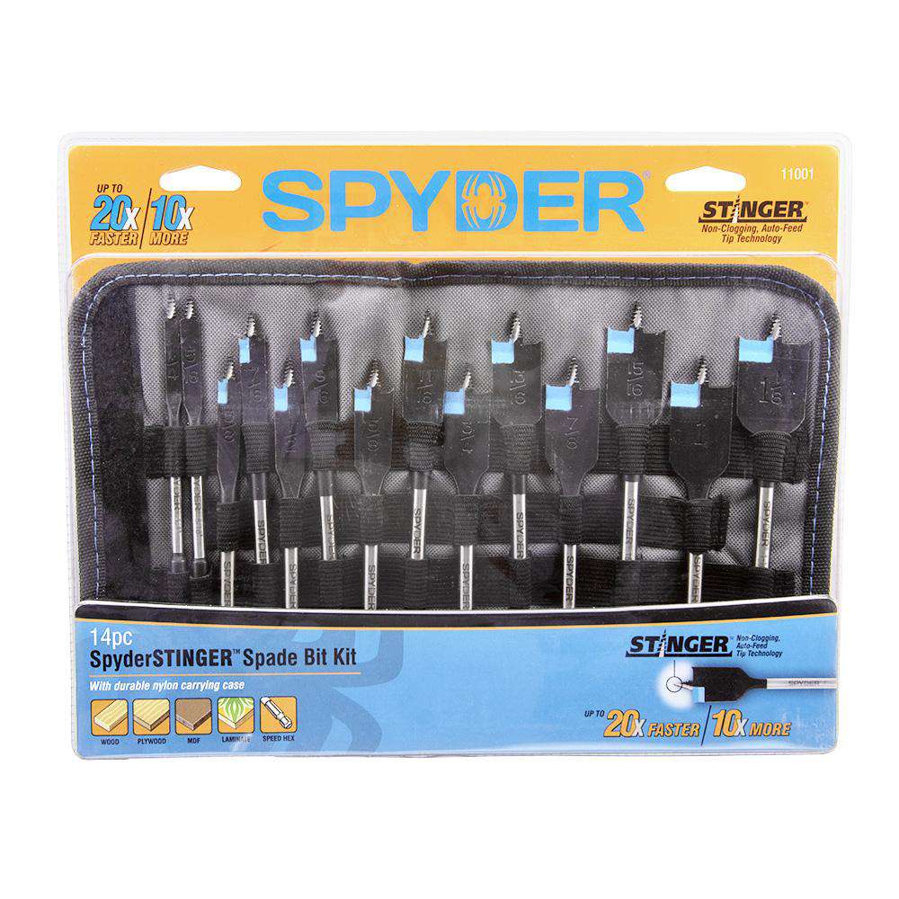 Spyder 11001 Stinger 14-PC SPADE BIT SET W/POUCH - Edmondson Supply