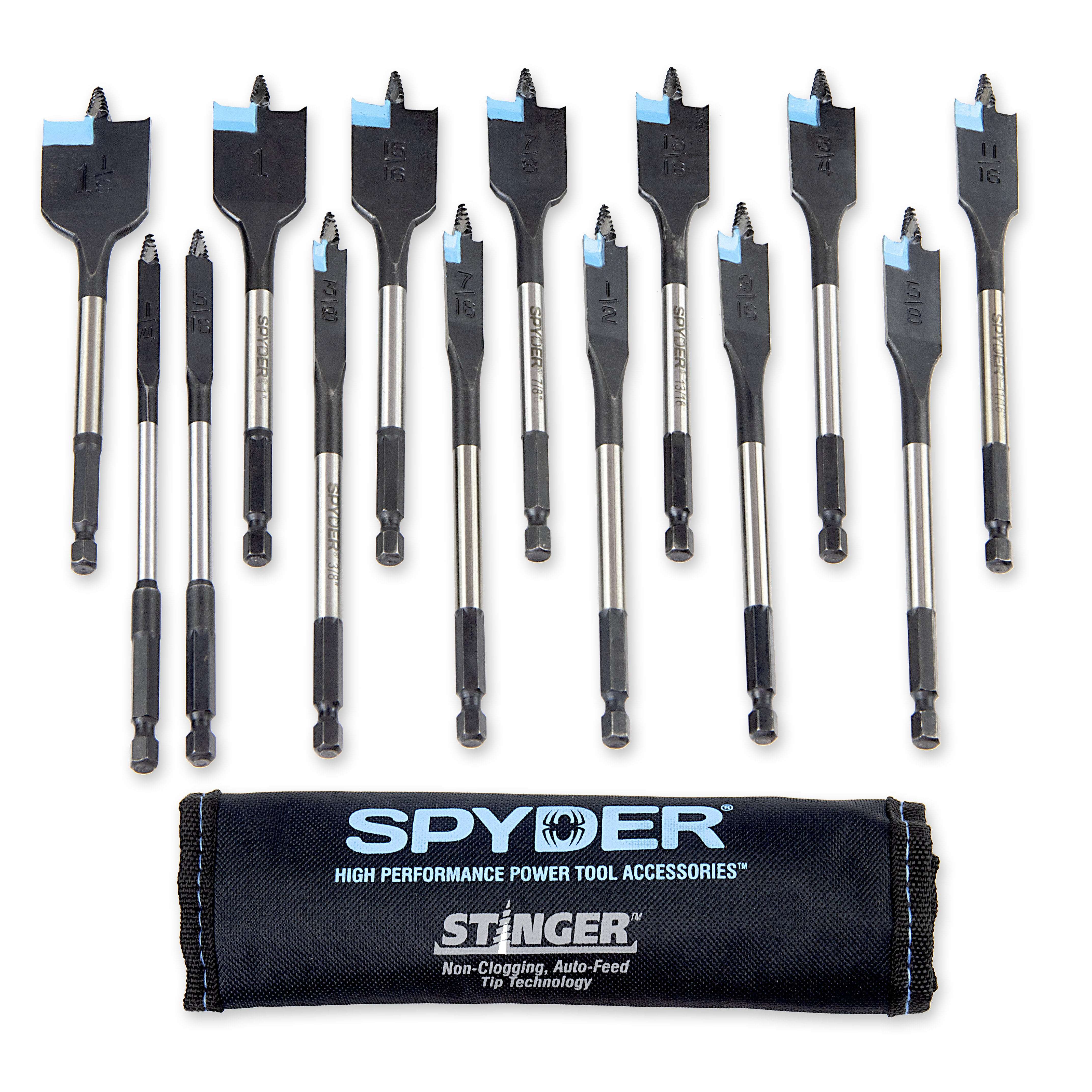 Spyder 11001 Stinger 14-PC SPADE BIT SET W/POUCH - Edmondson Supply