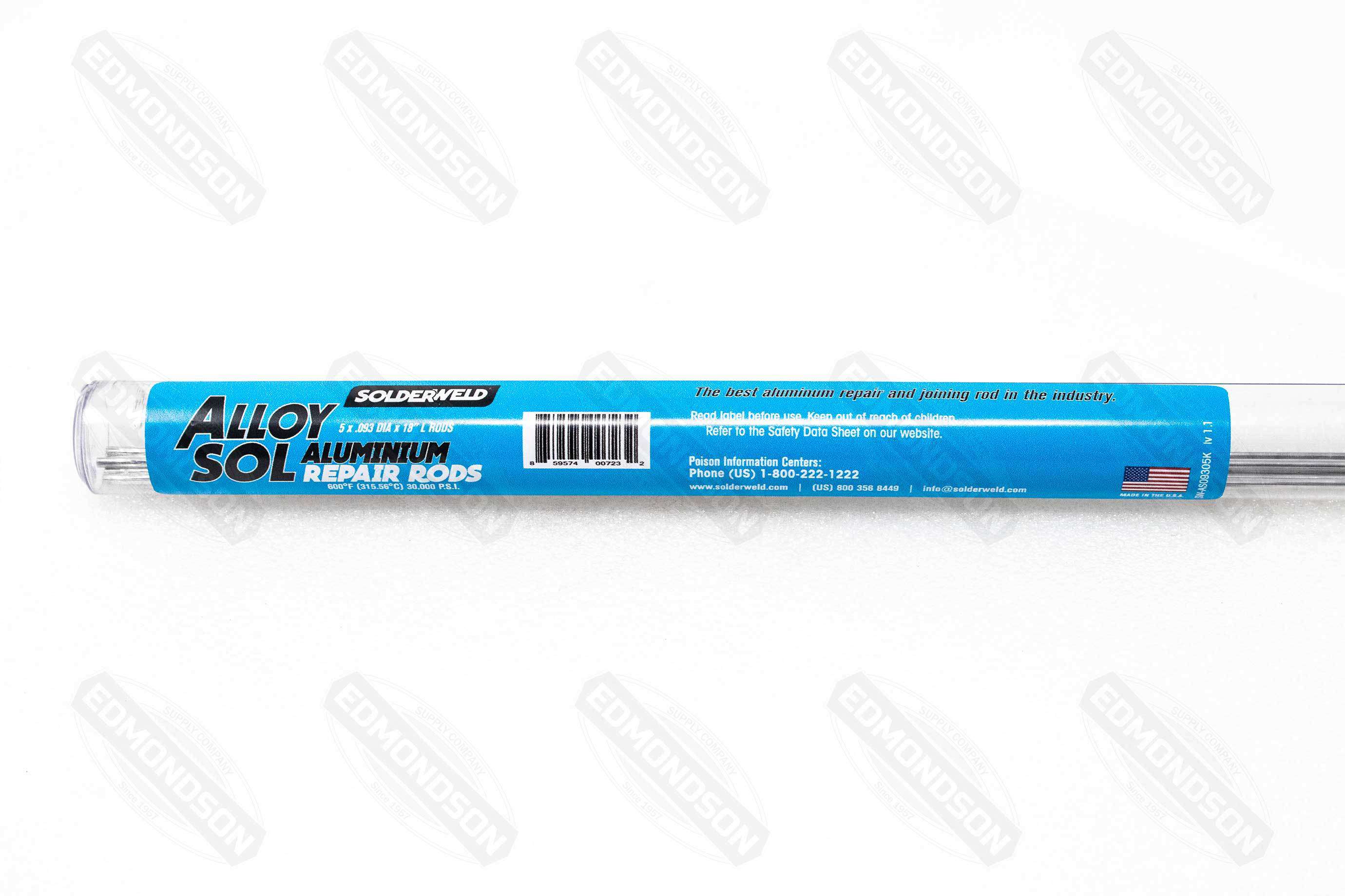SolderWeld SW-AS09305K Alloy Sol Aluminum Repair and Joining Rods, 5 Rod Pack - Edmondson Supply