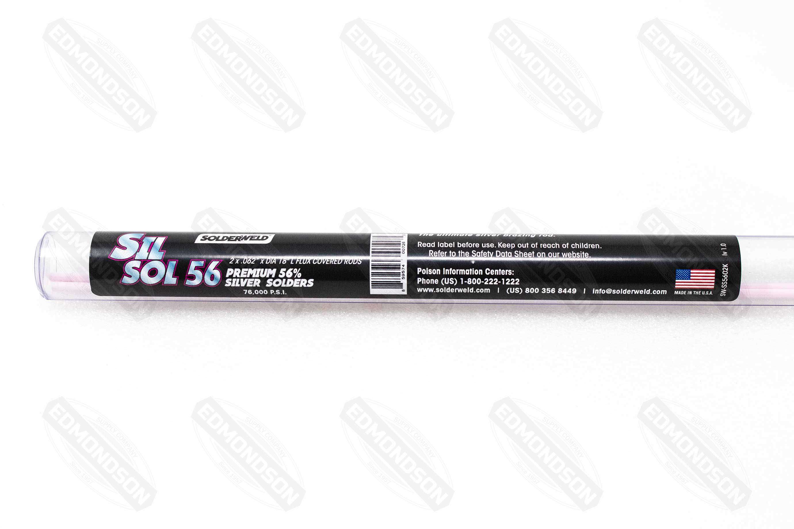 SolderWeld SW-SS5602K Sil Sol 56 - Premium, 56% Silver Solder - Flux Covered, 2 Rod Pack - Edmondson Supply