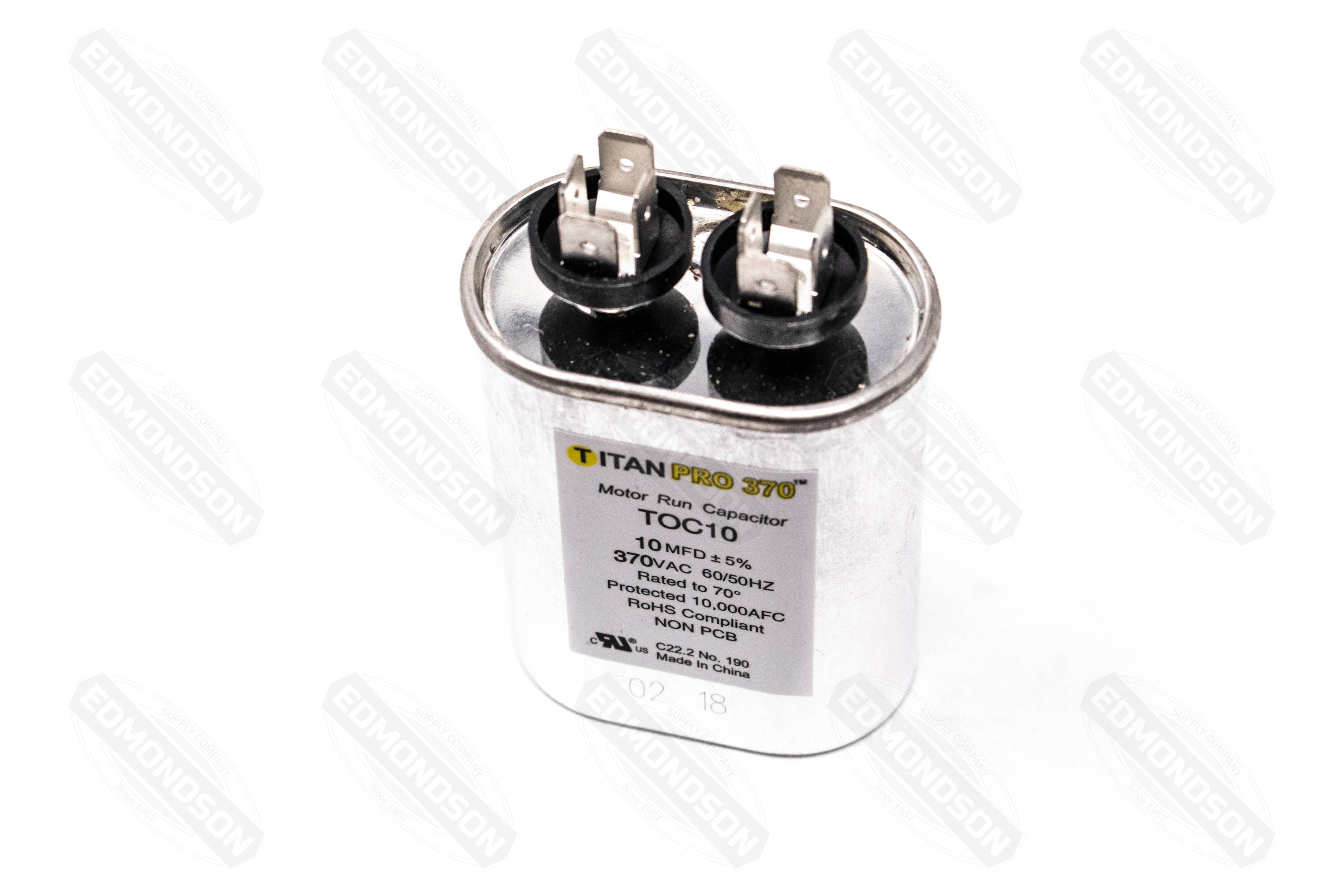 Packard Titan PRO TOC10 Motor Run Capacitor 10 MFD 370 Volt Oval - Edmondson Supply