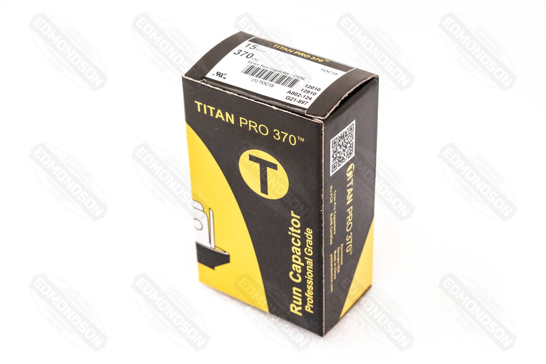 Packard Titan PRO TOC15 Motor Run Capacitor 15 MFD 370 Volt Oval - Edmondson Supply