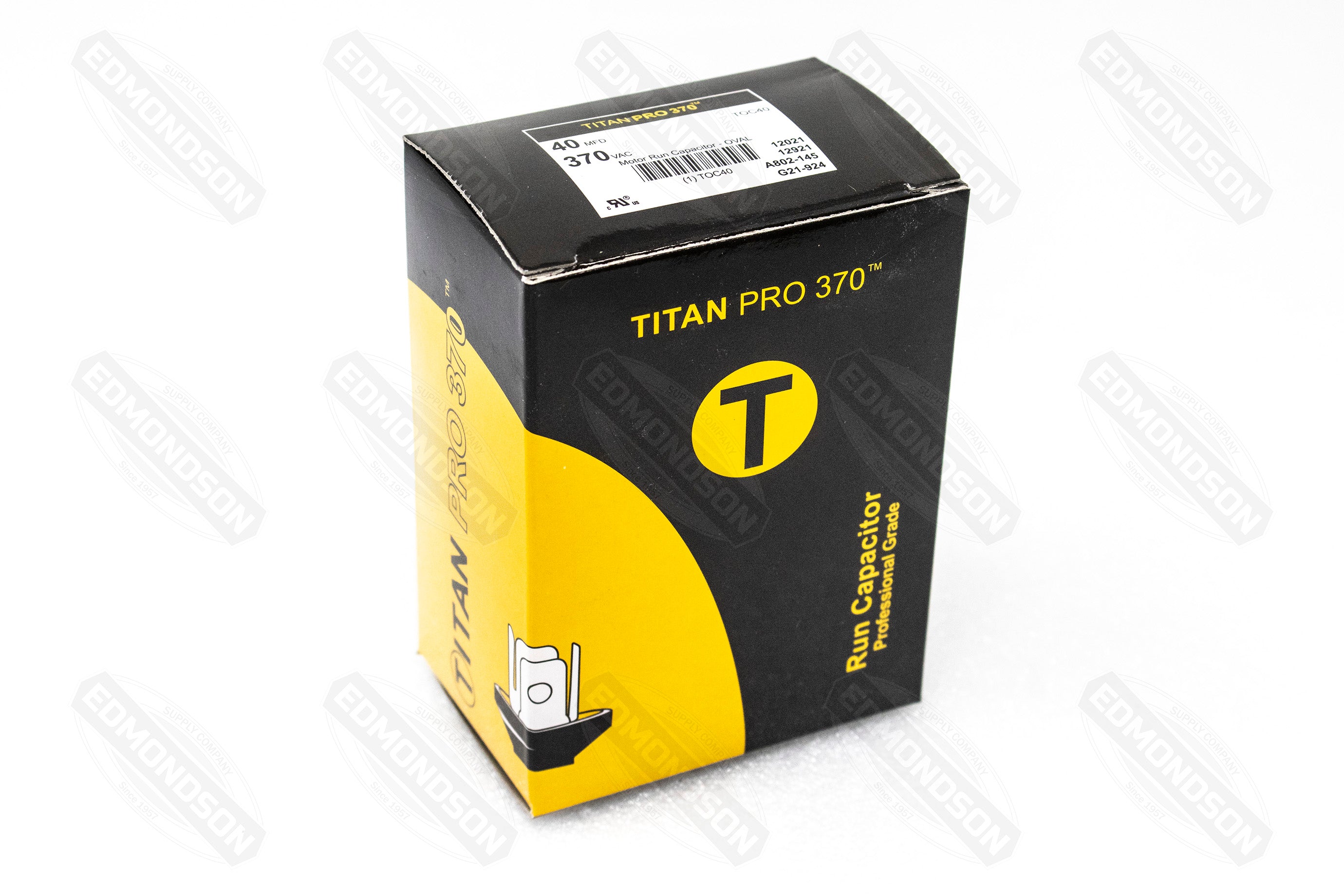 Packard Titan PRO TOC40 Motor Run Capacitor 40 MFD 370 Volt, Oval - Edmondson Supply