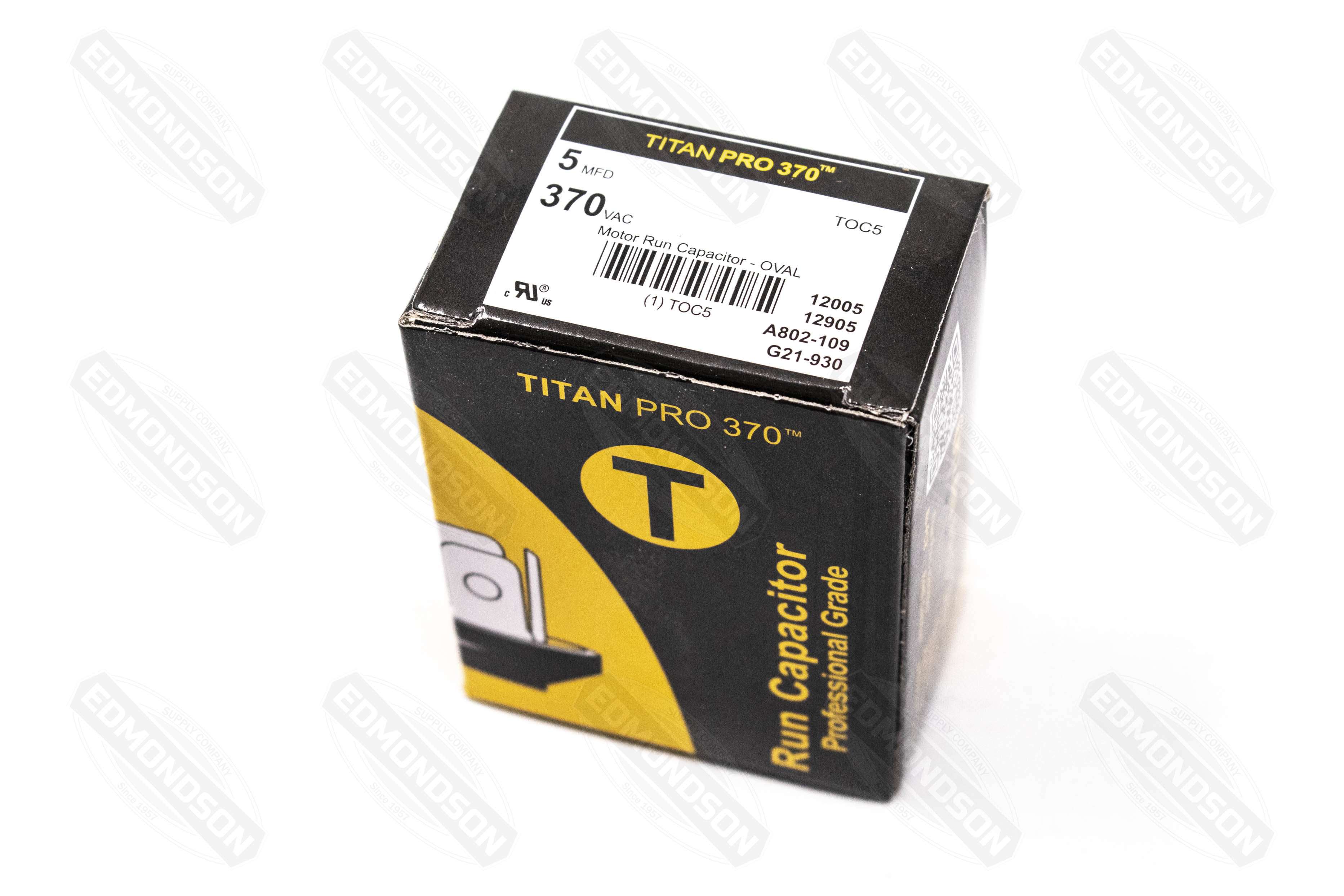 Packard Titan PRO TOC5 Motor Run Capacitor 5 MFD 370 Volt Oval - Edmondson Supply