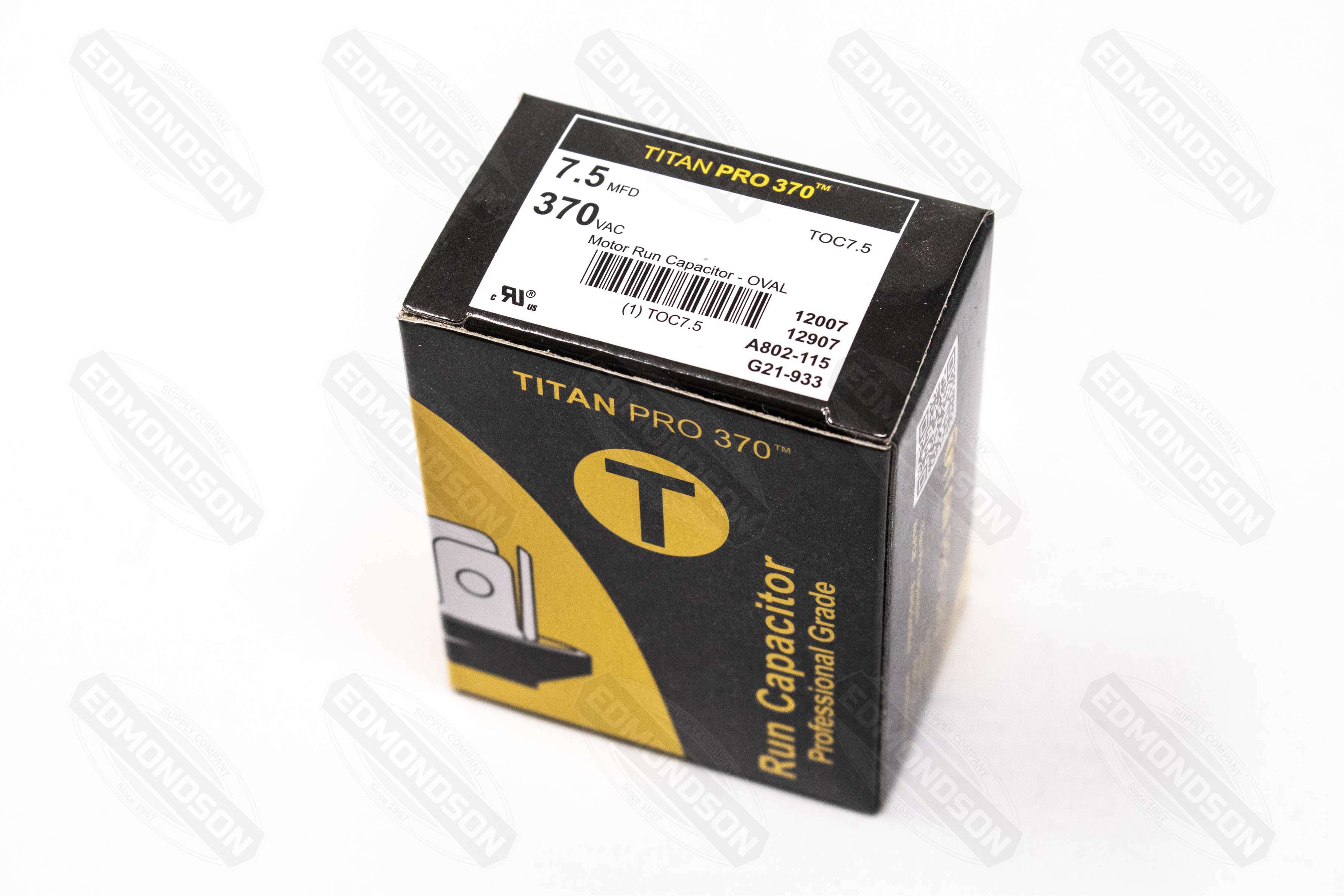 Packard Titan PRO TOC7.5 Motor Run Capacitor 7.5 MFD 370 Volt Oval - Edmondson Supply