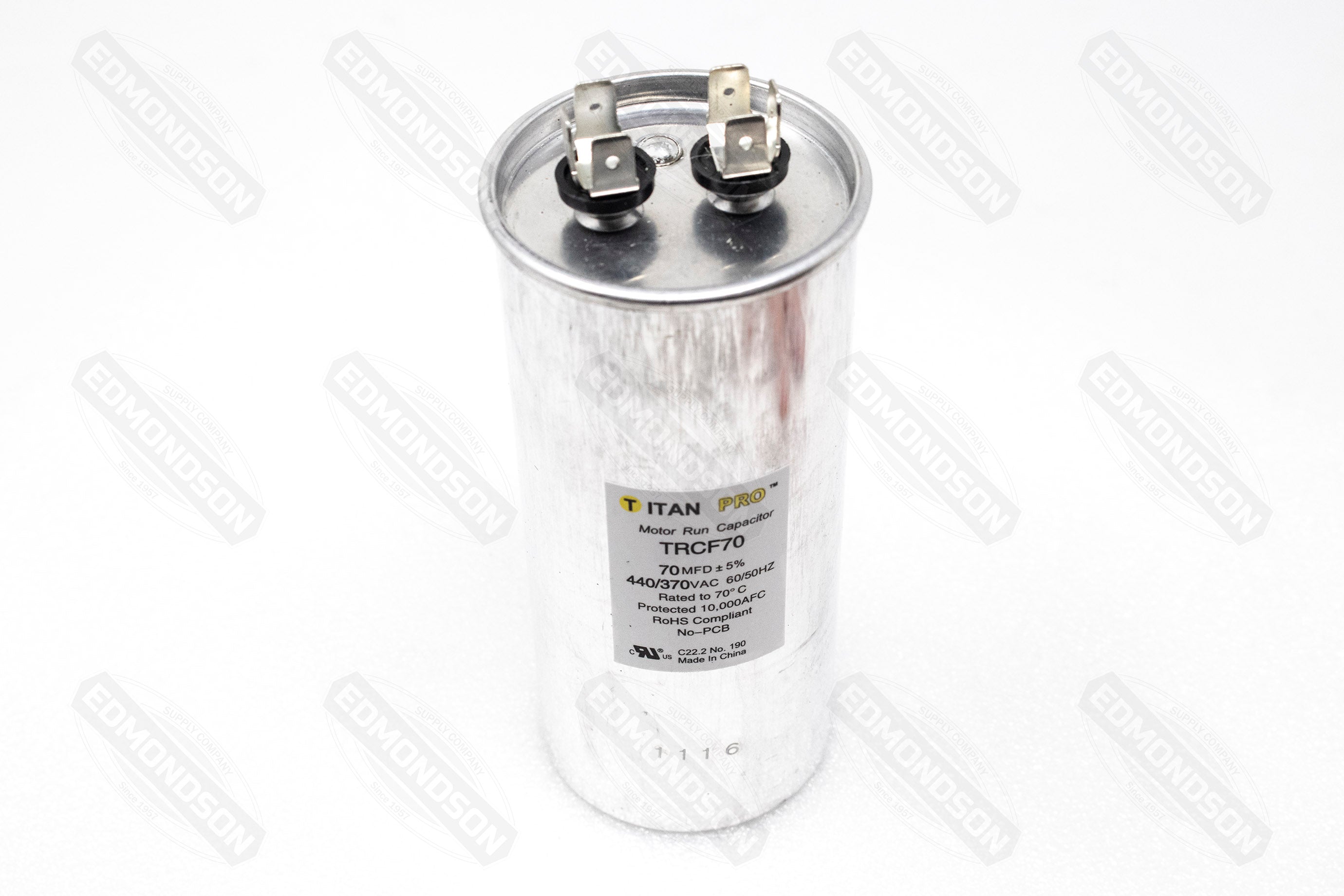 Packard TRCF70 TITAN PRO Run Capacitor 70 MFD 440/370 Volt, Round - Edmondson Supply