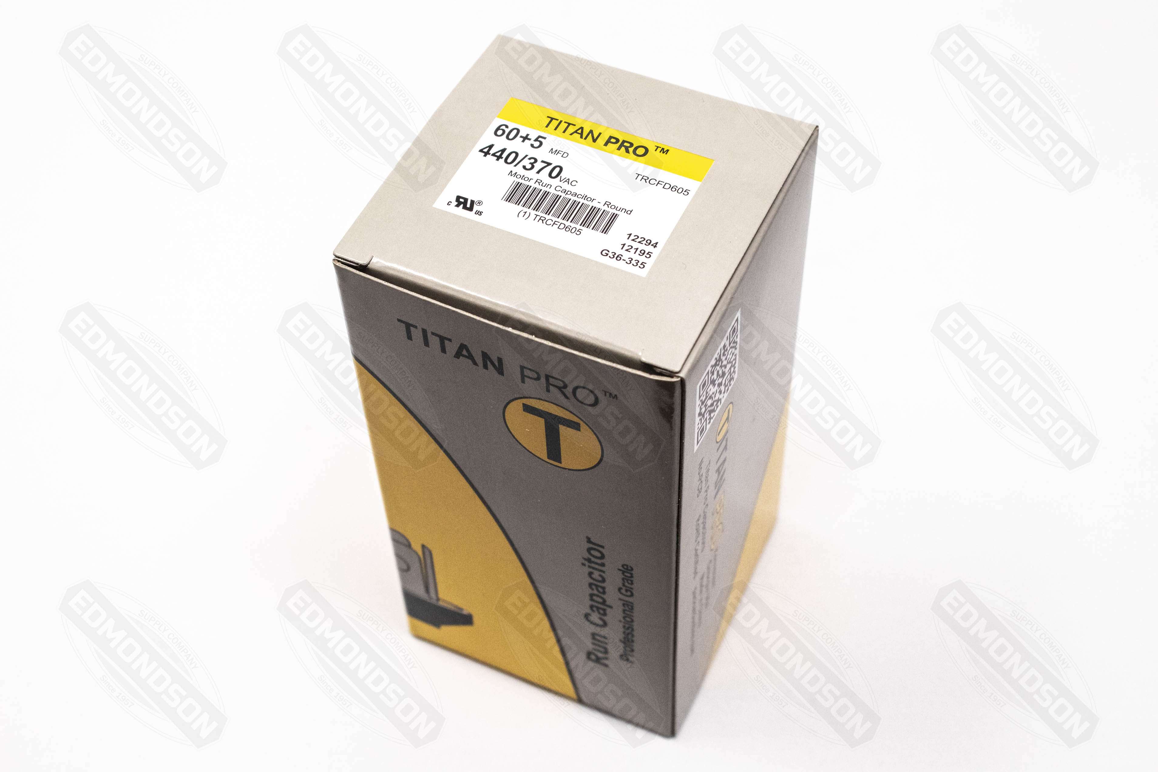 Packard Titan PRO TRCFD605 Run Capacitor 60+5 MFD 440/370 Volt Round - Edmondson Supply