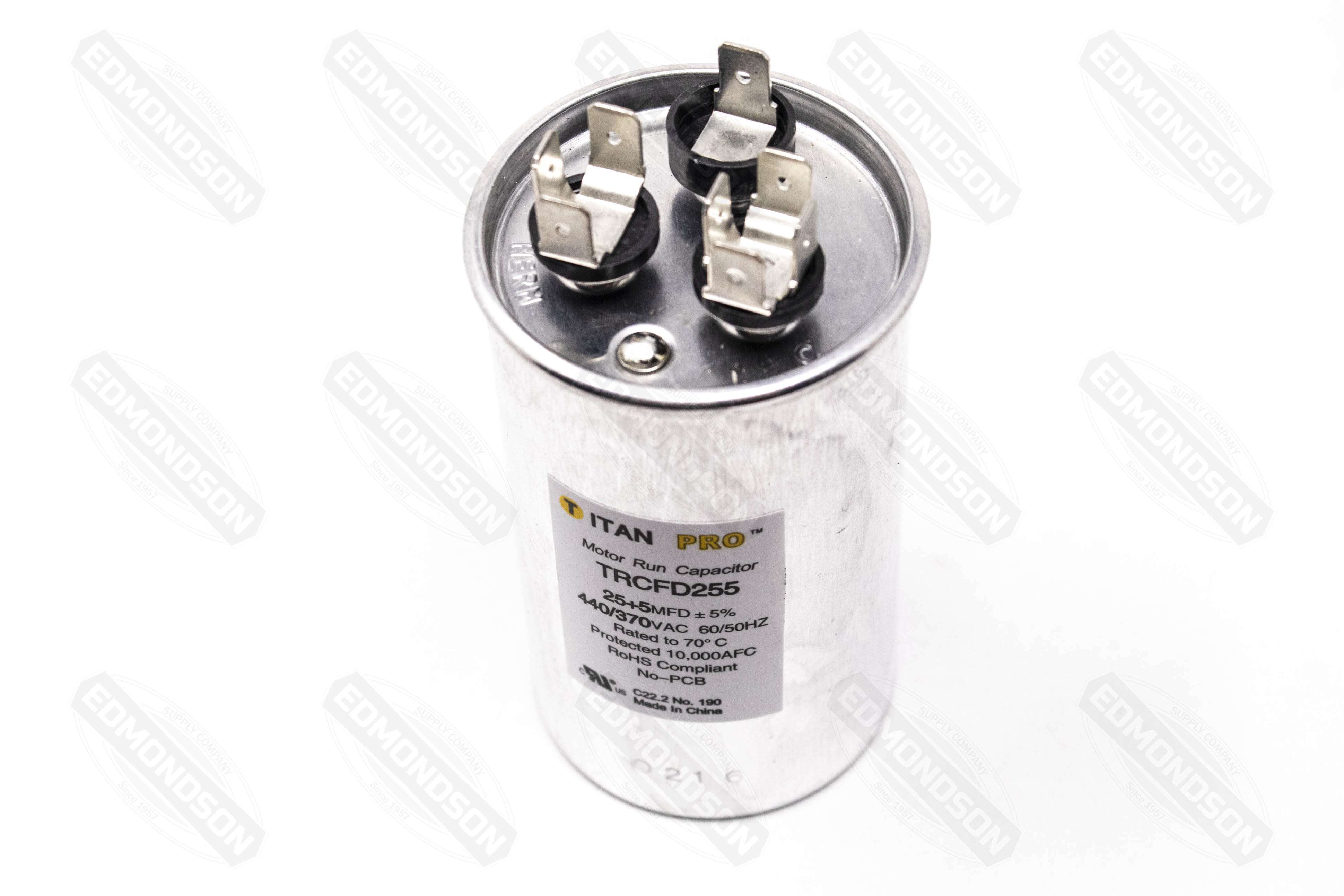 Packard TRCFD255 Titan PRO Run Capacitor 25+5 MFD 440/370 Volt Round - Edmondson Supply