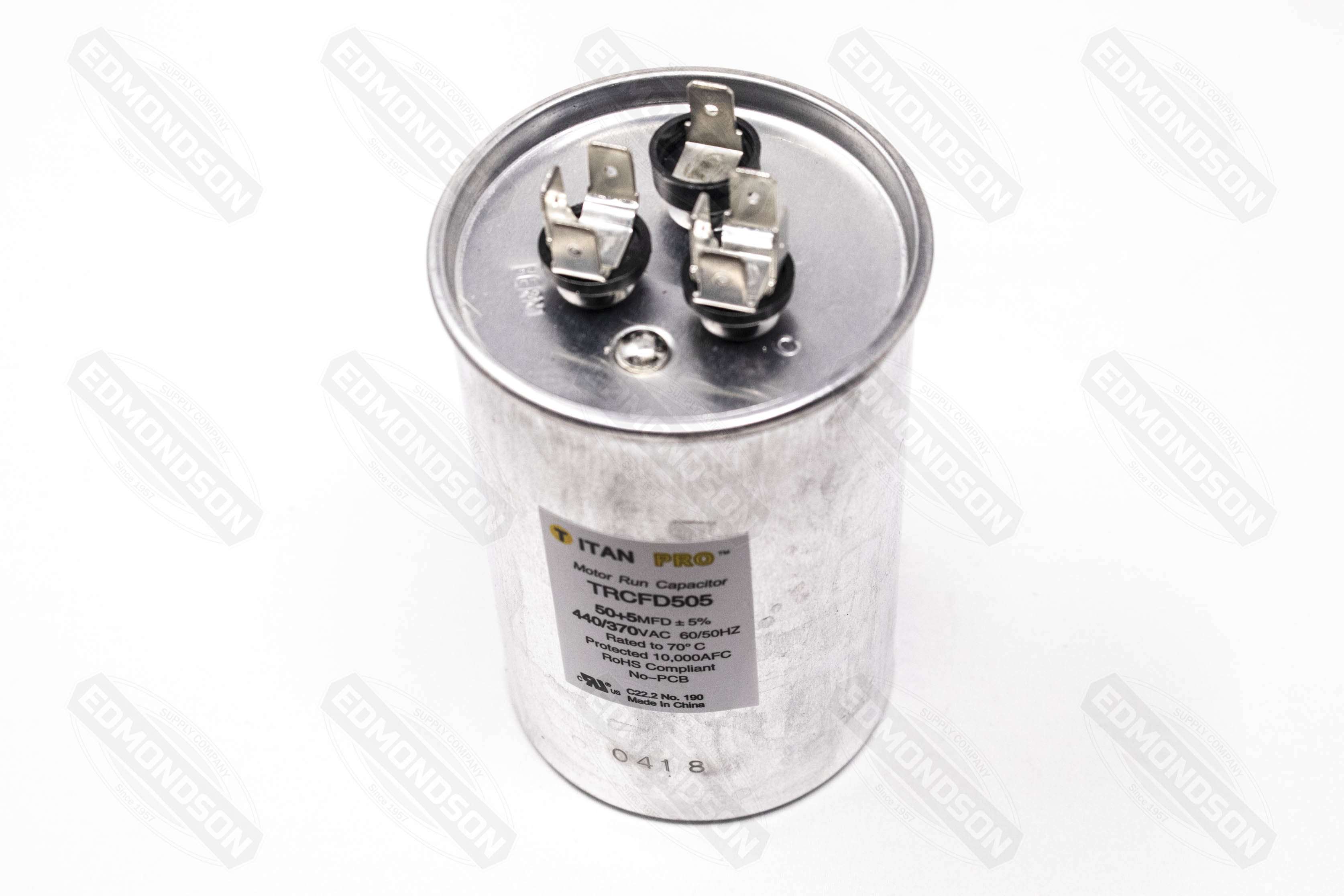 Packard TRCFD505 TITAN PRO Run Capacitor 50+5 MFD 440/370 Volt Round - Edmondson Supply
