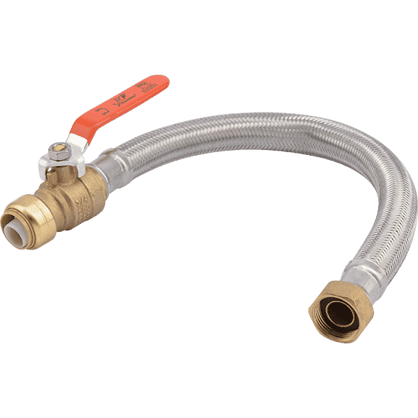SharkBite U3088FLEX18BVLF 3/4" x 3/4" FIP, 18" Stainless Steel Flexible Water Heater Connector with Ball Valve - Edmondson Supply