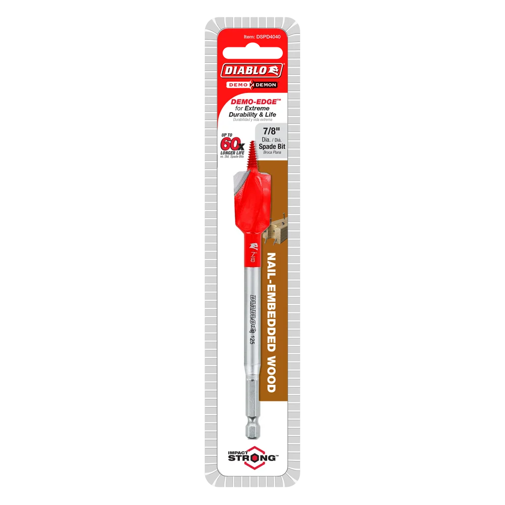 Diablo Tools DSPD4040 7/8 in. x 6 in. Demo Demon™ Spade Bit for Nail-Embedded Wood - Edmondson Supply